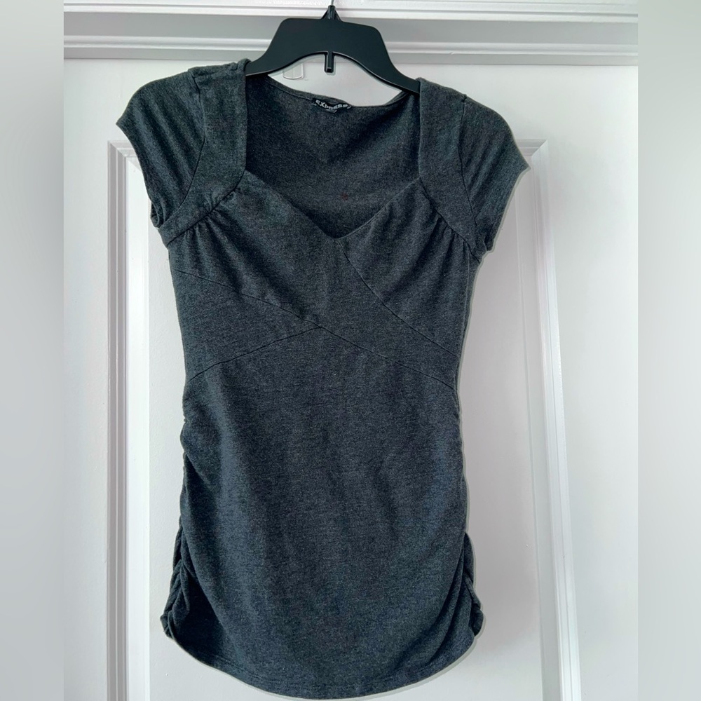 Express Womans fitted top - dark grey. Great thick cotton material size S